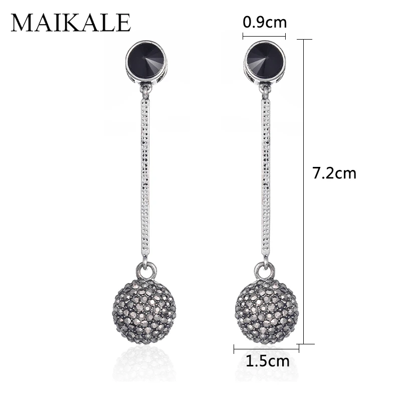 Женские винтажные серьги подвески MAIKALE длинные металлические с выложенным