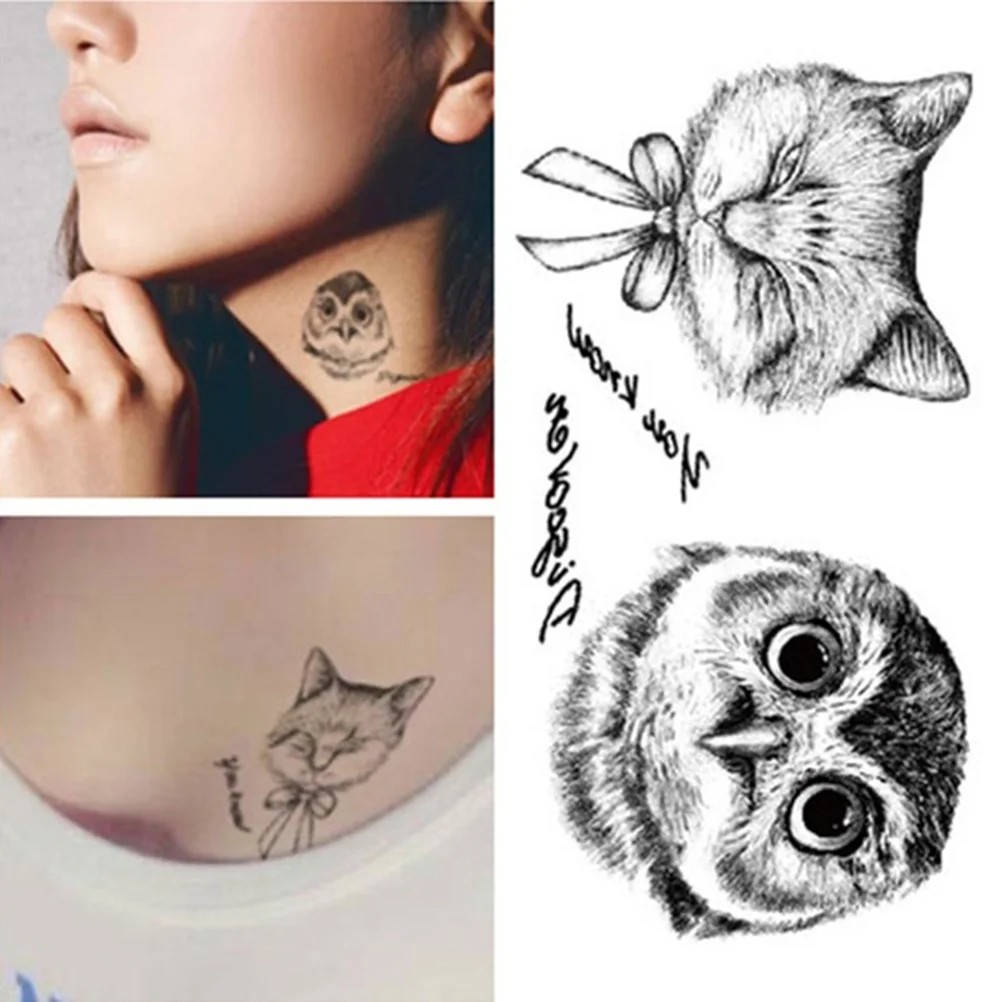 3d Body Art Arm Hand Chic Cat Owl Pattern temporary Tatoo Stickers Waterproof Paste Disposable Tattoo 1PCS | Красота и здоровье