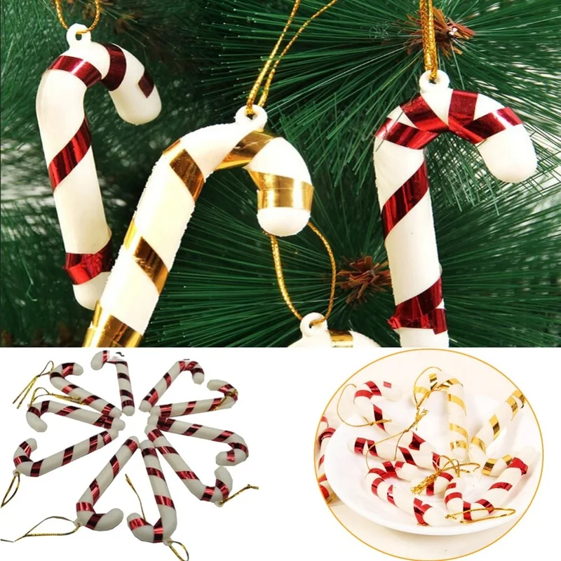 

12pcs 2020 New Year Christmas Tree Hanging Candy Cane Crutch Ornaments Noel Xmas Tree Decor Christmas Decorations for Home