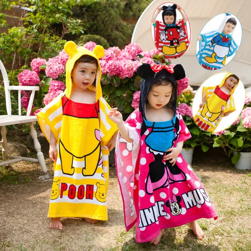 

Disney 60X80cm Kids Cartoon Mickey Minnie Bath Towel Baby Boy Cars Girl BeachTowel Cape Towel Gift