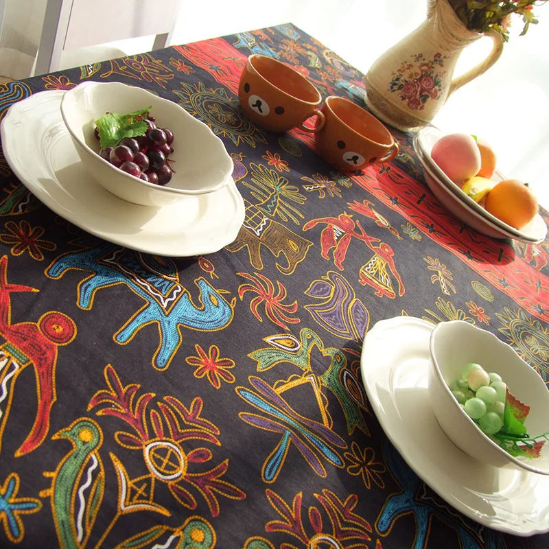 Накрытие для стола с принтами юго-восточной Азии для кофейных столов, водонепроницаемое, прямоугольное, круглое полотно, украшение для вечеринок, набор.