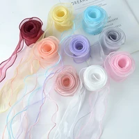 6cm5m romantic colorful wavy ribbon chiffon yarn sheer organza tulle diy cake wrapper bow hair accessories bouquet gift packing