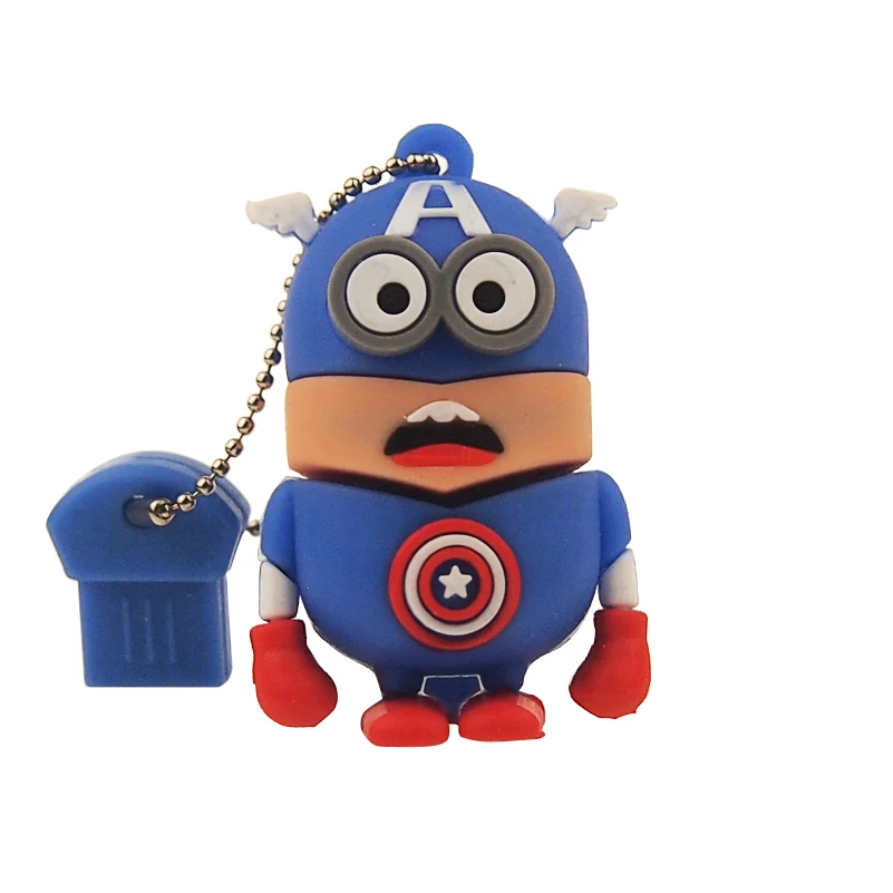 Style 7 Captain Креативная флеш-карта с миньонами, милый USB флеш-накопитель, 2,0, 64 ГБ, 32 ГБ, 128 Мб, высокоскоростная внешняя Флешка для хранения, детский хороший подарок - Цвет: Style 7 Captain