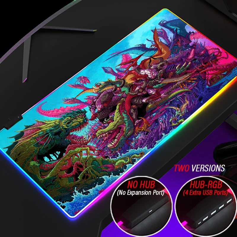 

Пользовательский Коврик Для Мыши Super Hyper Beast RGB с абстрактным граффити, игровой коврик для мыши светодиодный Ной подсветкой, Большой светящий...