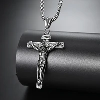 sale new arrival black color jesus cross stainless steel pendant necklace passion bible god christmas present for husband punk