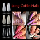 Накладные ногти 100 шт.коркор. накладные ногти акриловые накладные ногти в виде балерины прозрачныенатуральныебелые направляющие капсулы на шпильках полное покрытие накладные ногти