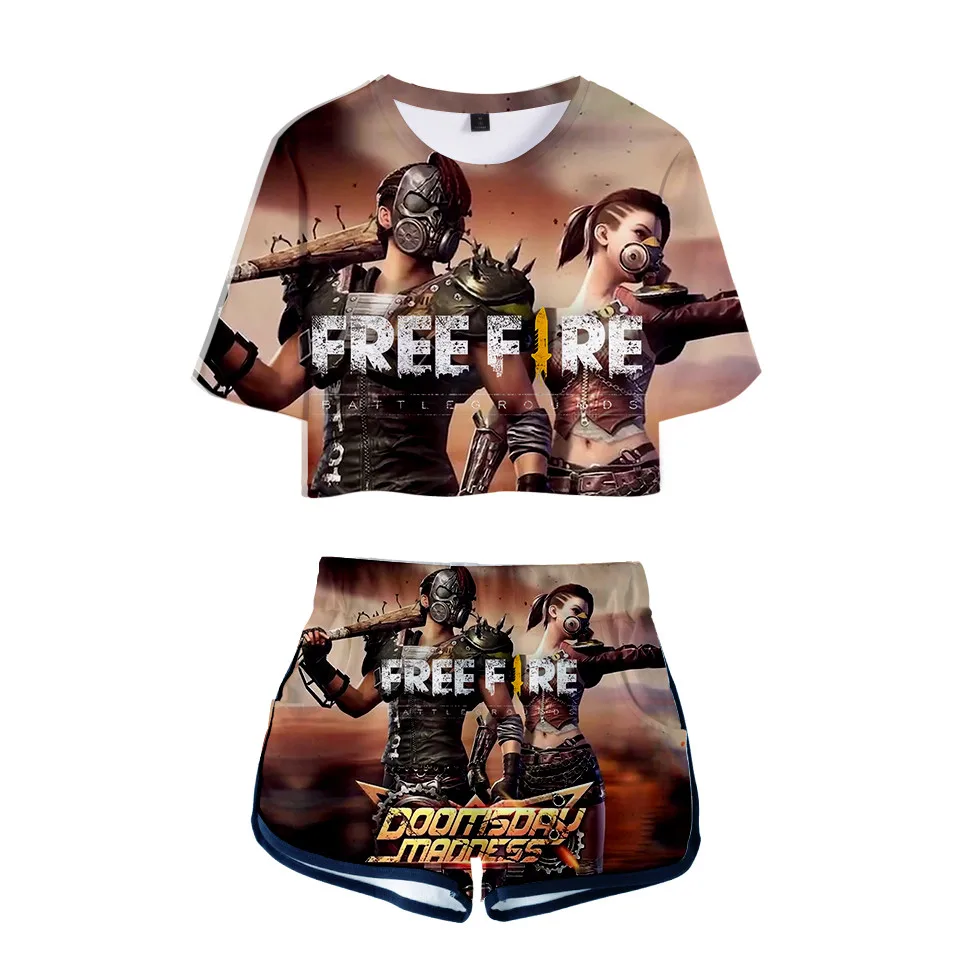 Комплект из двух предметов для девочек модный короткий топ с коротким рукавом и