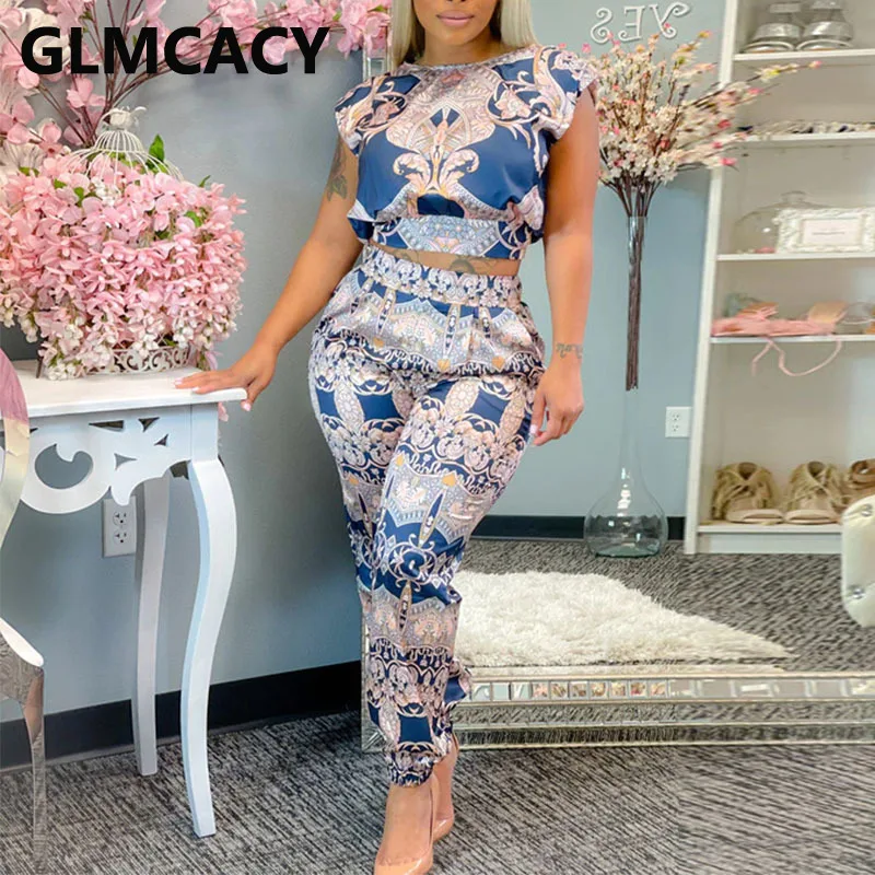 Комплект из двух предметов женский топ с коротким рукавом и облегающие брюки| |