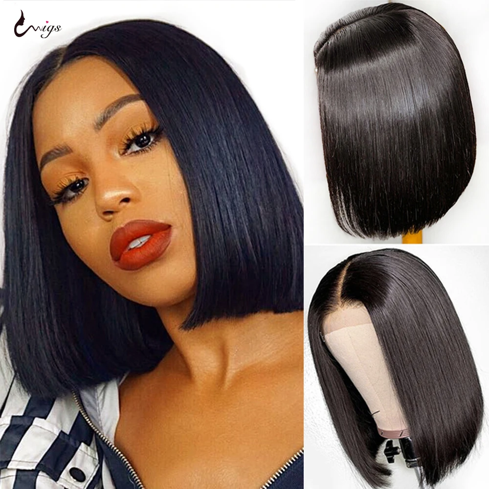 Uwigs Cheap Short Wigs Human Hair Bob Wig Lace Front Human Hair Wigs Transparent Lace Wigs 13x4 Bone Straight Lace Front Wig