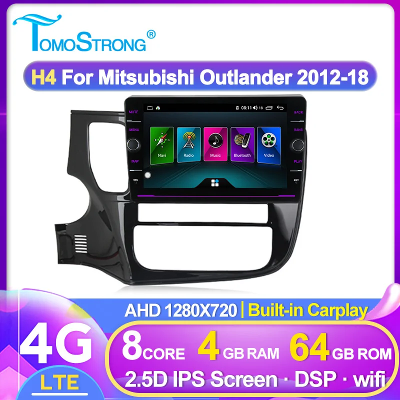 Автомагнитола Tomostrong H4 для Mitsubishi Outlander 3 GF0W GG0W 2012 2013 2014 2018 с gps навигацией встроенным