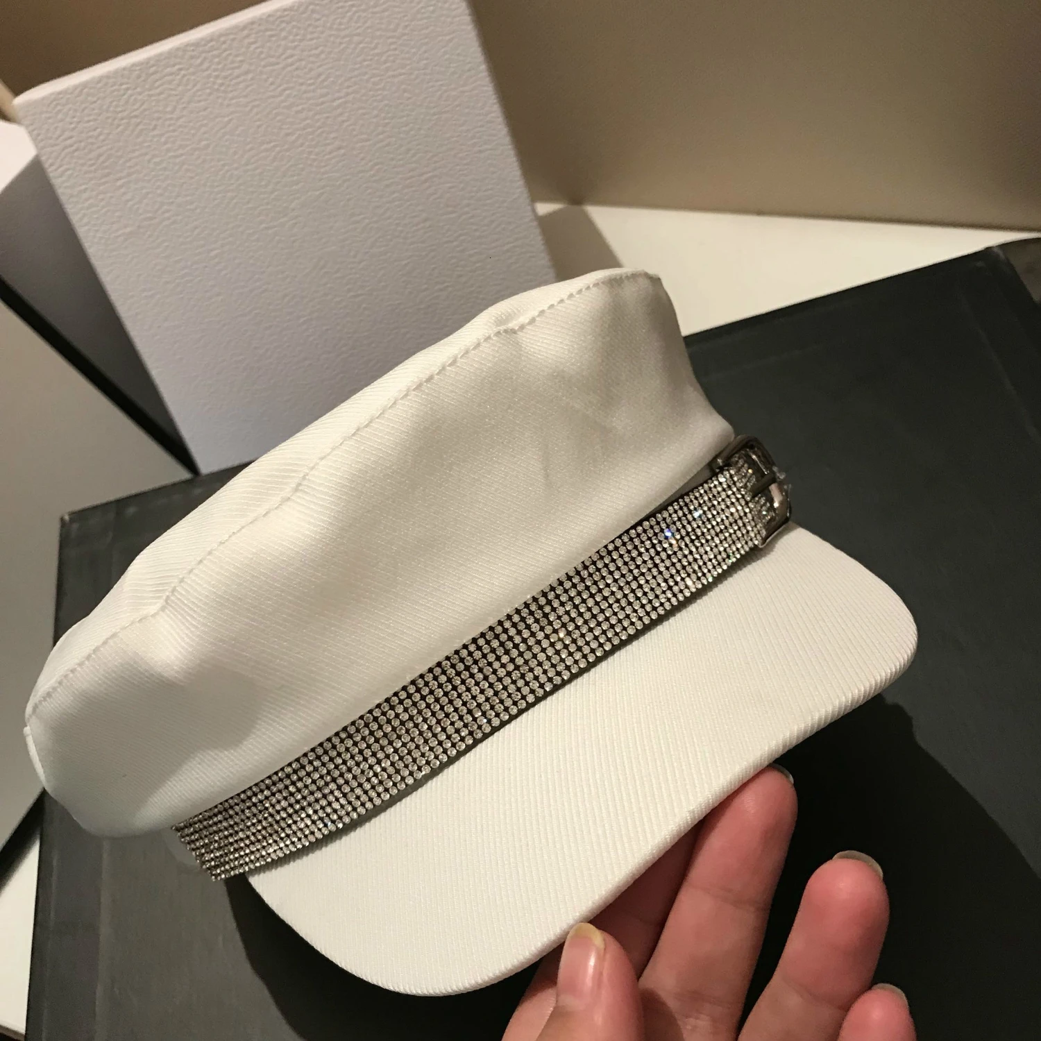 

Fashion Diamond Visor Military Hat Brand Beret Autumn Winter Vintage Cotton Beret Cap For Women England Style Flat Cap