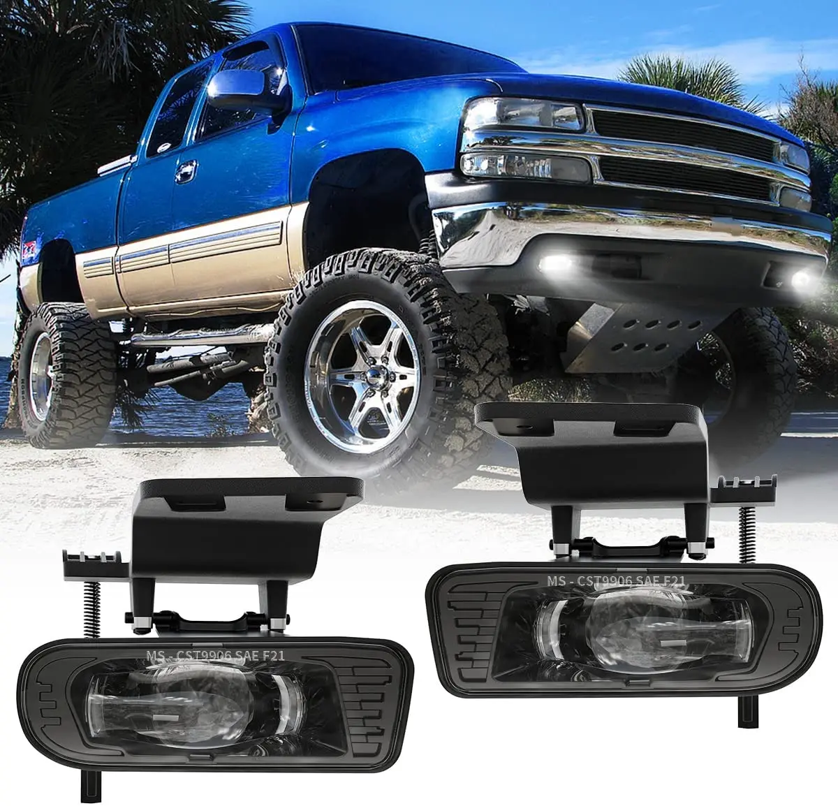 

Upgrade LED Fog Lights For Chevy Silverado 1500 2500 1999-2002 /Silverado 3500 /2000-2006 Suburban/ Tahoe 1 Pair Black