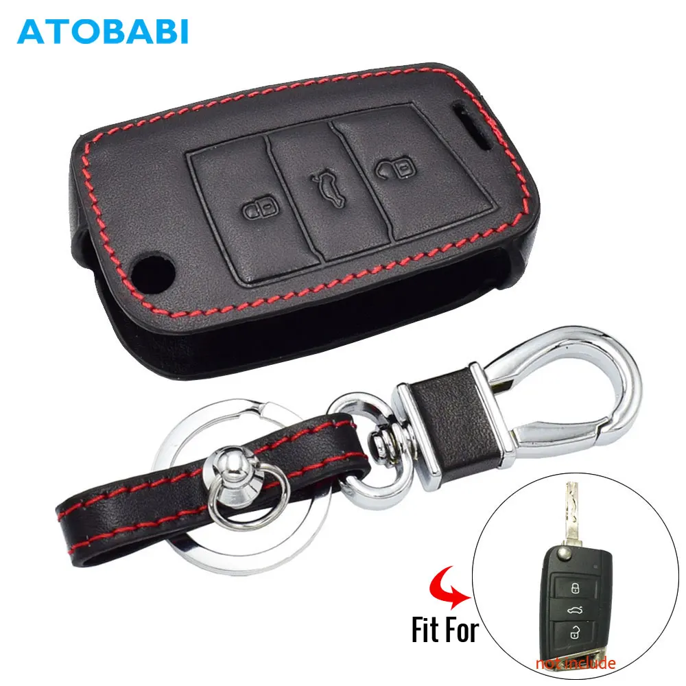 Чехол для ключей автомобиля из натуральной кожи для VW Golf 7 Volkswagen MK7 Polo Skada Octavia A7 SEAT Leon складной чехол для ключей