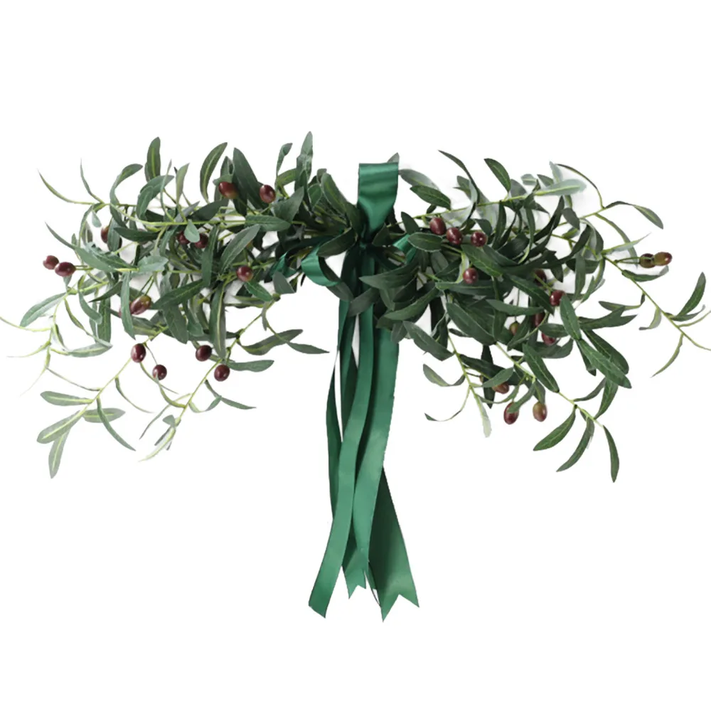 

Artificial Plant Olive Branch Leaf Wreath Floral Swag False Flowers Halloween 65CM Long Valentine's Day Simulation Decoration