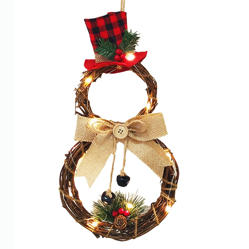 

Christmas Wreath With Bow Christmas Decoration Door Hanging Rattan Ornament Festival Party Decoration 2022