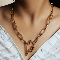 2020 fashion women and man punk gold lightning pentagram pendant necklaces simple chunky vintage chain necklace alloy jewelry