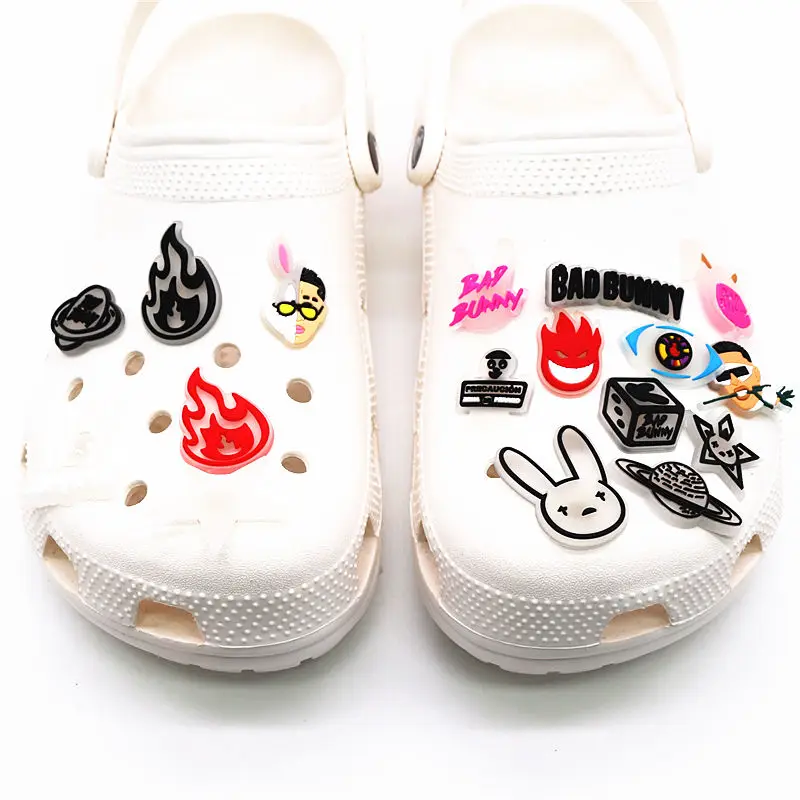 Novelty Luminous Shoe Charms Accessories Bad Bunny Stars Dice Planet Shoe Buckle Decoration for Croc Jibz Kids Party Xmas Gifts