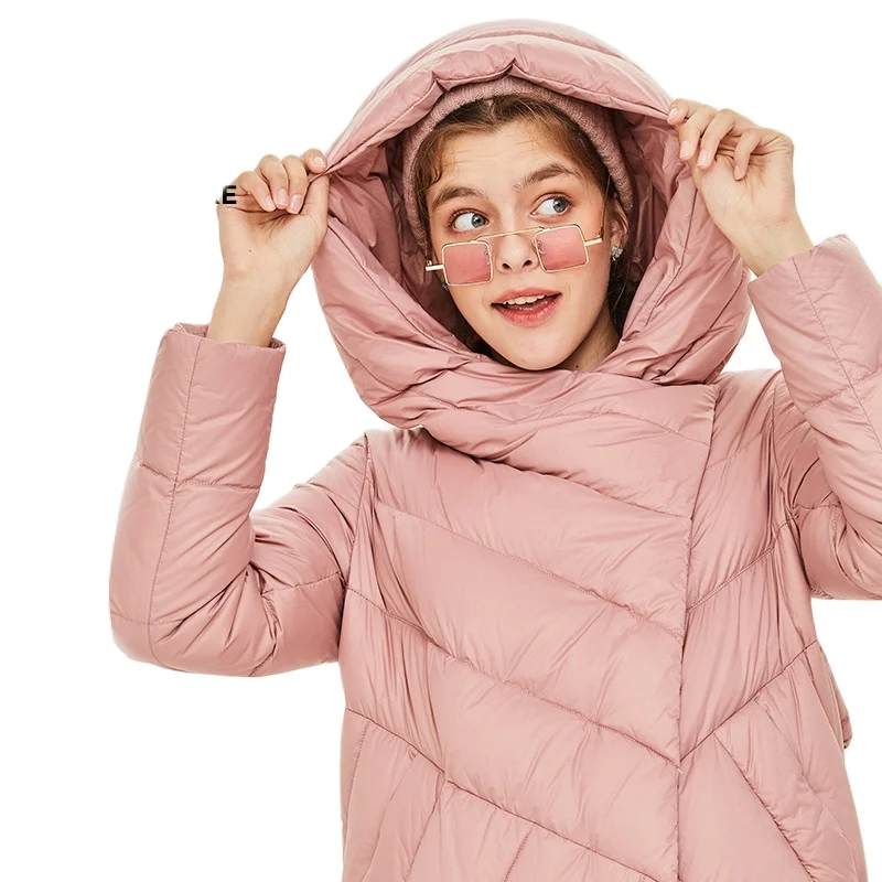 Allure Amore Long Women White Duck Down Jacket Windproof Quilted Coat With Hood Parka Lightweight Puffer Clothes   AA1906313