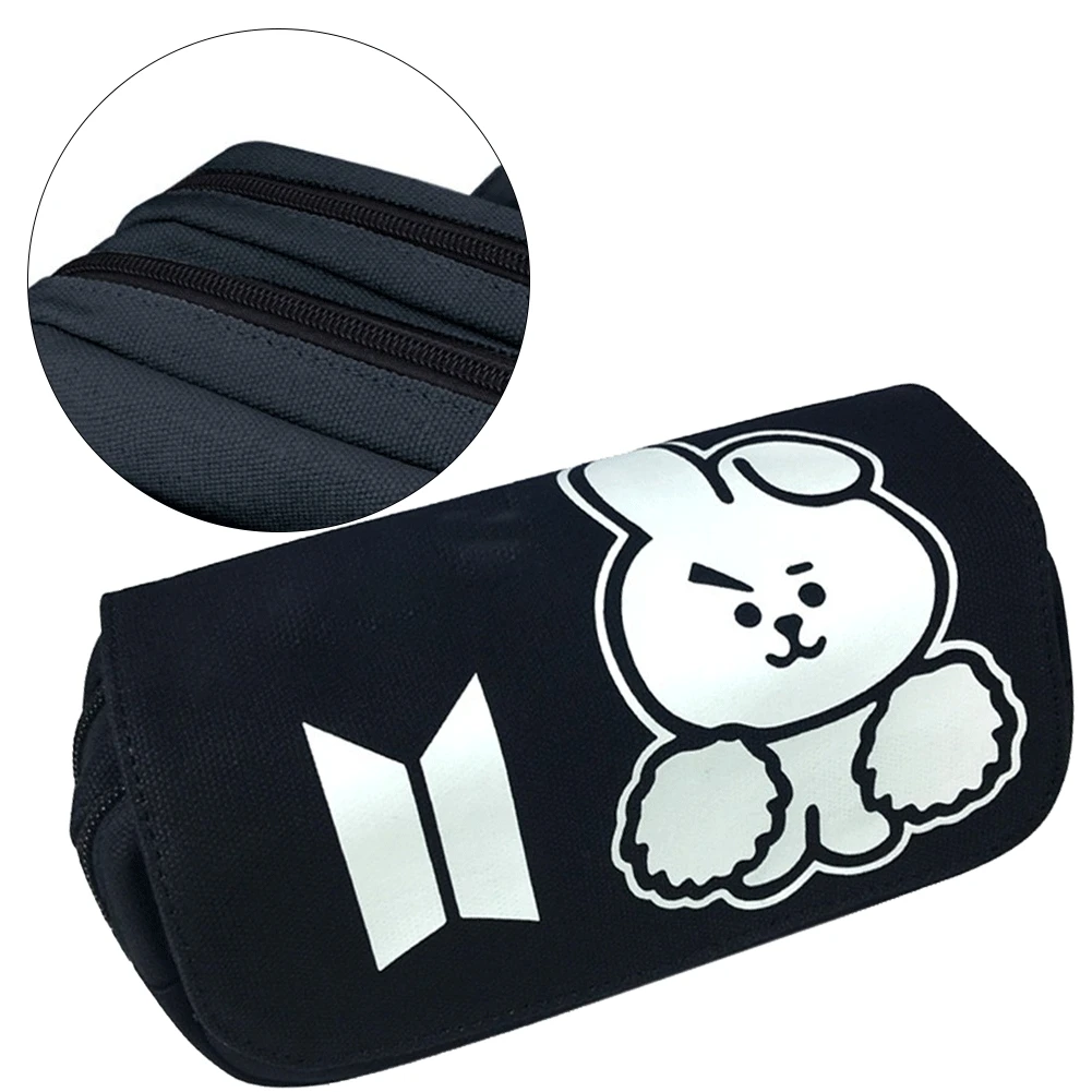 

1PC Pencil Case Zipper Canvas Pencil Pen Holder Cute Cartoon Pencil Case Big Capacity Pencil Box Cosmetic Bag School Supplies