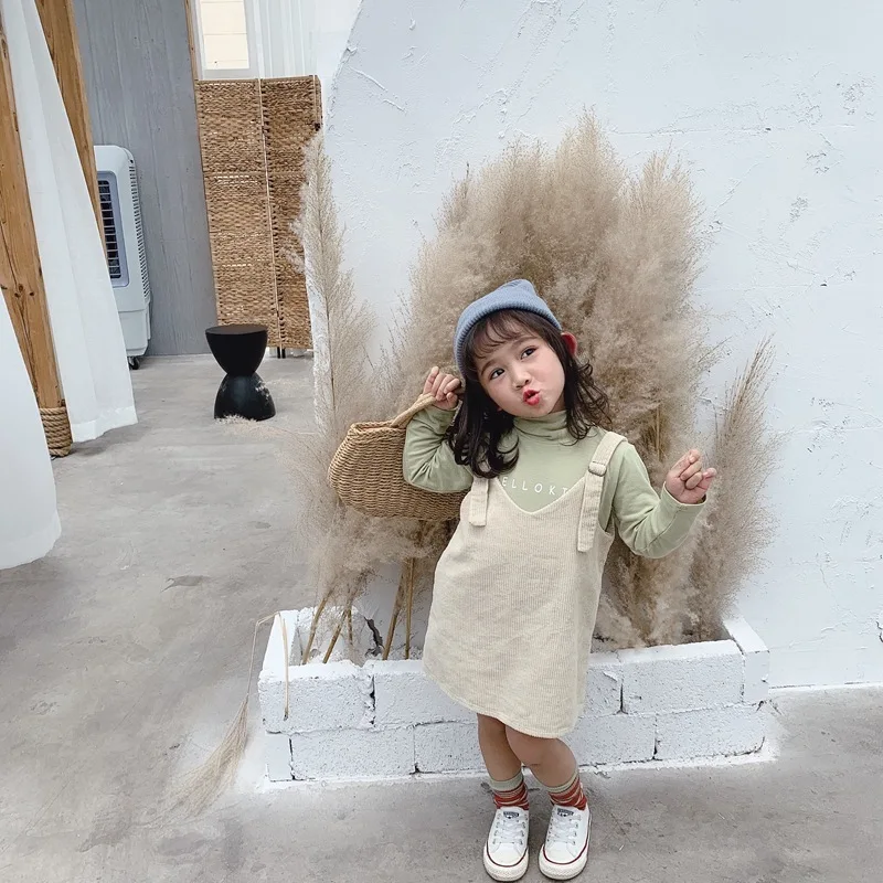 2019 г. Новое поступление Осеннее хлопковое однотонное модное вельветовое платье