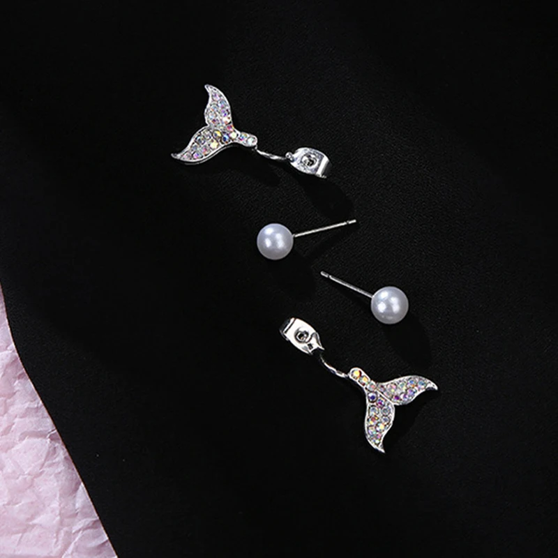 

Hoop Earrings 2021 Trend Unusual Stainless Women Fashion Jewelry Aesthetic Piercing Korean Vintage Zircon Pearl Fish Tail Alloy