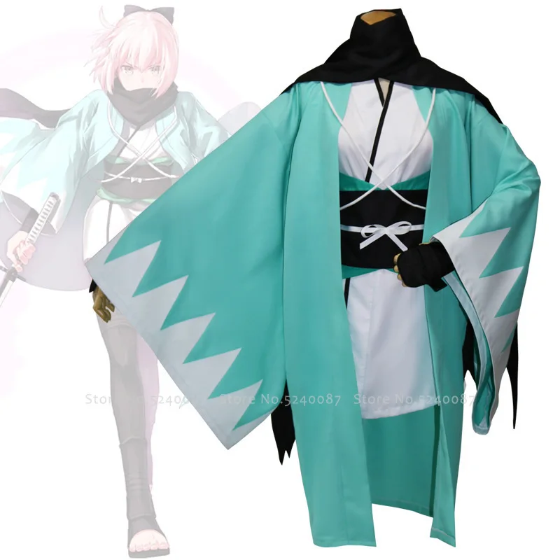 Okita Souji парик Fate Game косплей костюм кимоно юката Халат женский короткий волос
