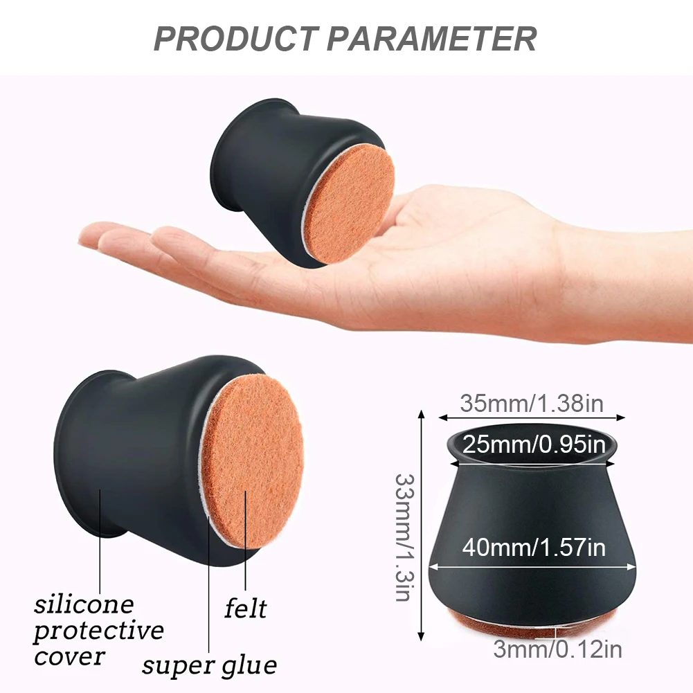

24PCS Chair Leg Protectors Table Chair Leg Mat Silicone Non-Slip Chair Leg Caps Foot Protection Cover Pads Wood Floor Protectors