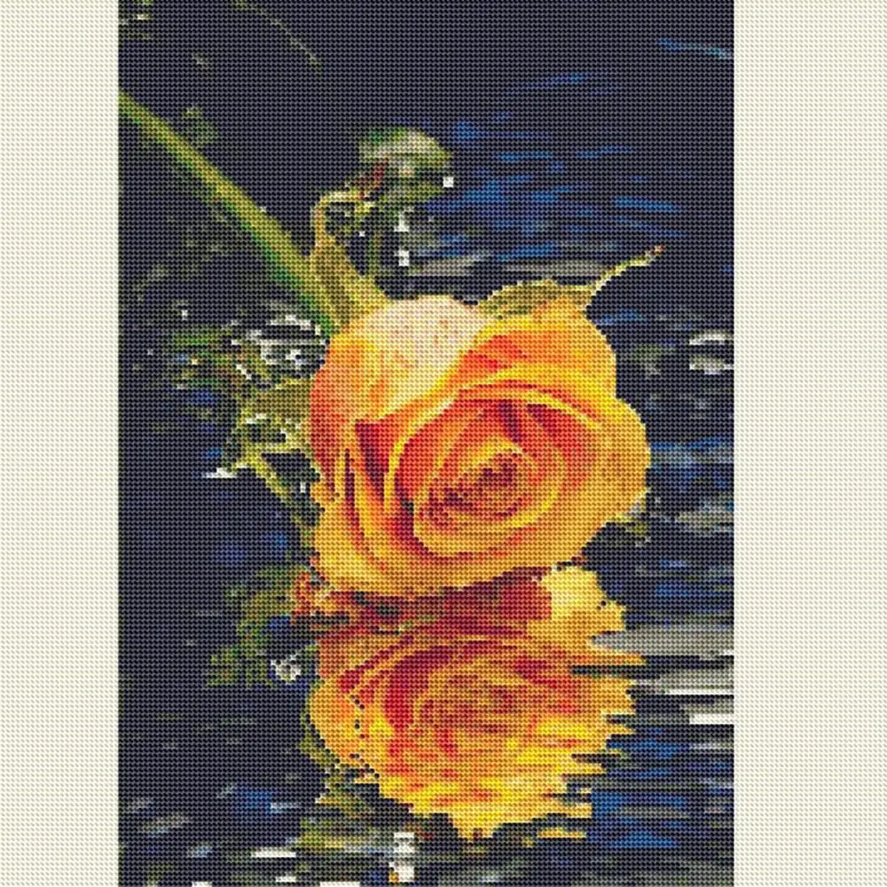 Алмазная живопись круглая вышивка 5D оранжевая роза крест рукоделие домашний