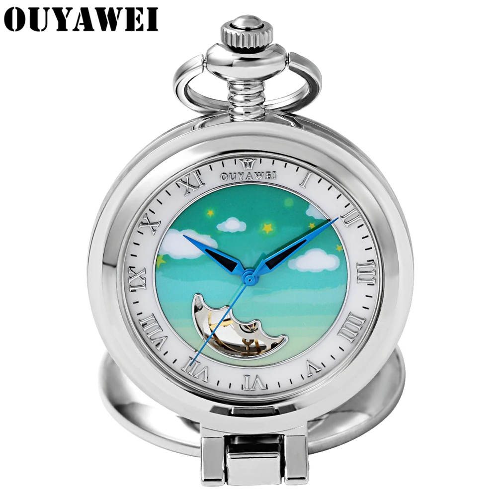 OUYAWEI из нержавеющей стали мужские модные повседневные карманные часы Аналоговые
