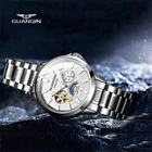 GUANQIN механические часы с автоподзаводом Для мужчин, мужские часы в стиле милитари Бизнес бренд возможностью погружения на глубину до 30 м Водонепроницаемый световой Нержавеющаясталь фаза Луны