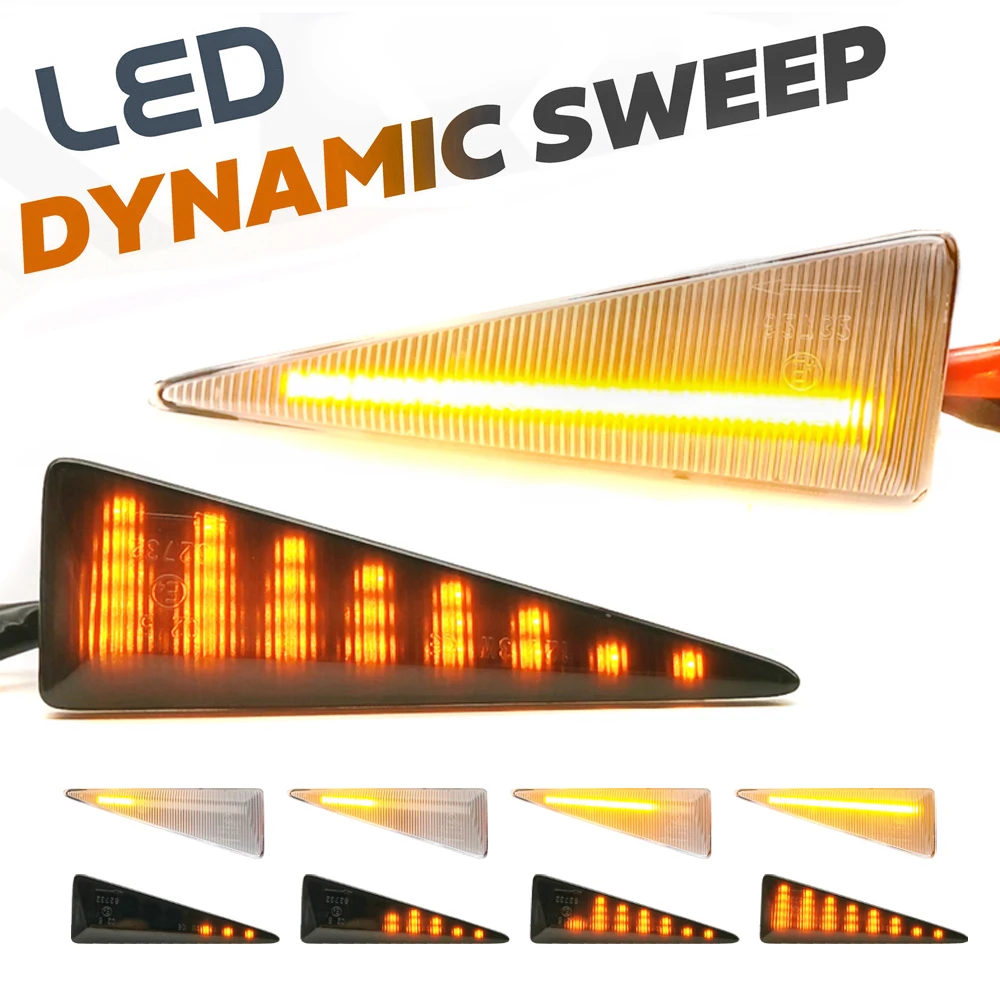 2 шт. динамический Янтарный светодиодный боковой маркер светильник Тель поворота для Renault avpcb spacee4 Megane2 Scenic2 Vel