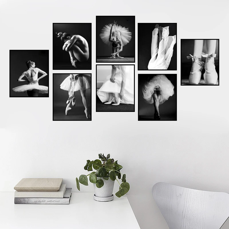 

Black White Picture Canvas Painting Ballet Dancer Girl Wall Art Print Poster Beautiful Fashion Home Decor For Living Room HD0030