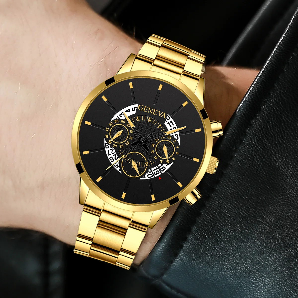 

2020 Fashion Mens Watch Quartz Classic Black Wristwatch Steel Belt Luxury Calendar Business Watch Herren Uhren Gifts for Men