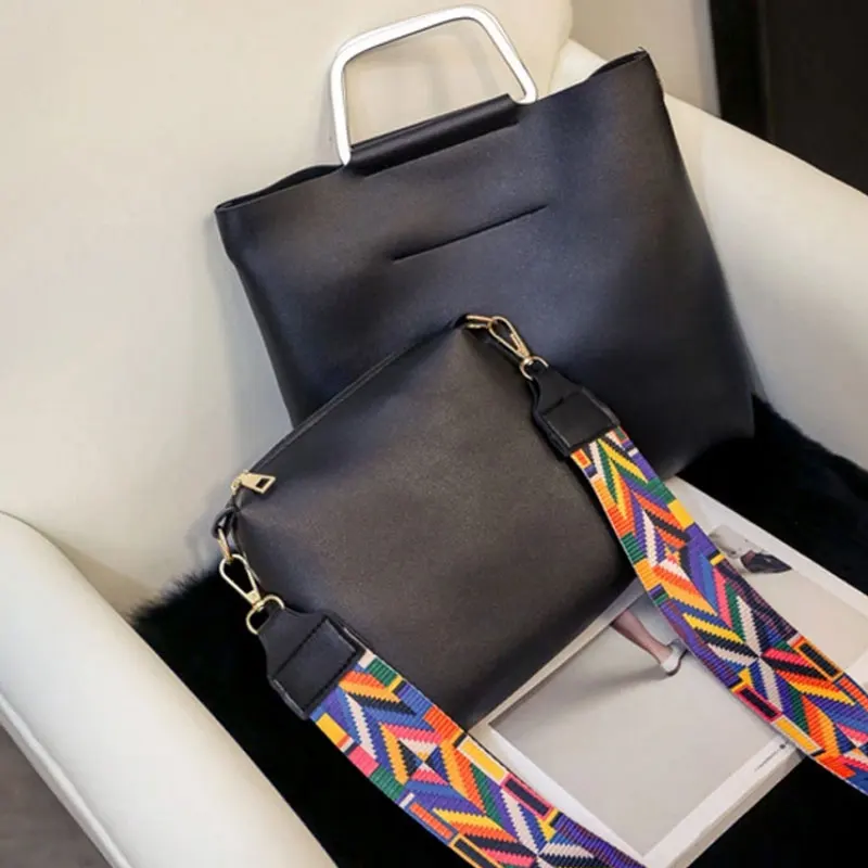 

Messenger Shoulder fashion Ribbons 2 pieces / set Simple Iron handle Lady bags