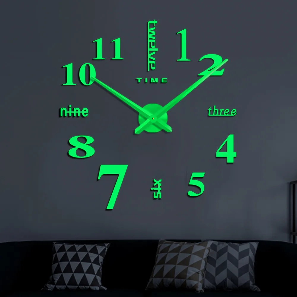 Светящиеся Популярные креативные большие Daylighting DIY настенные часы Современная