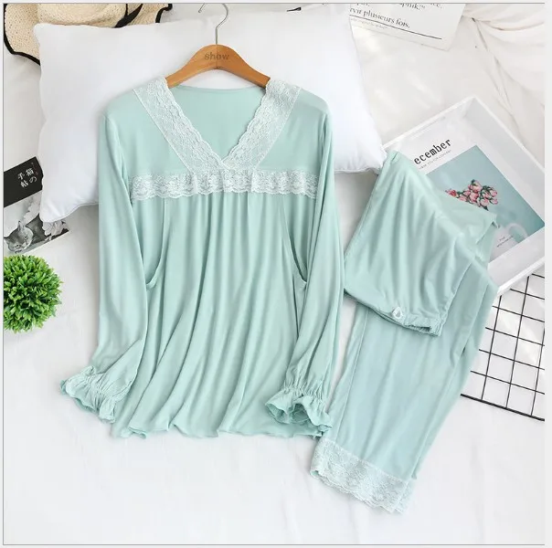 2 шт. Женская Хлопковая пижама с длинным рукавом и шорты | Мать ребенок