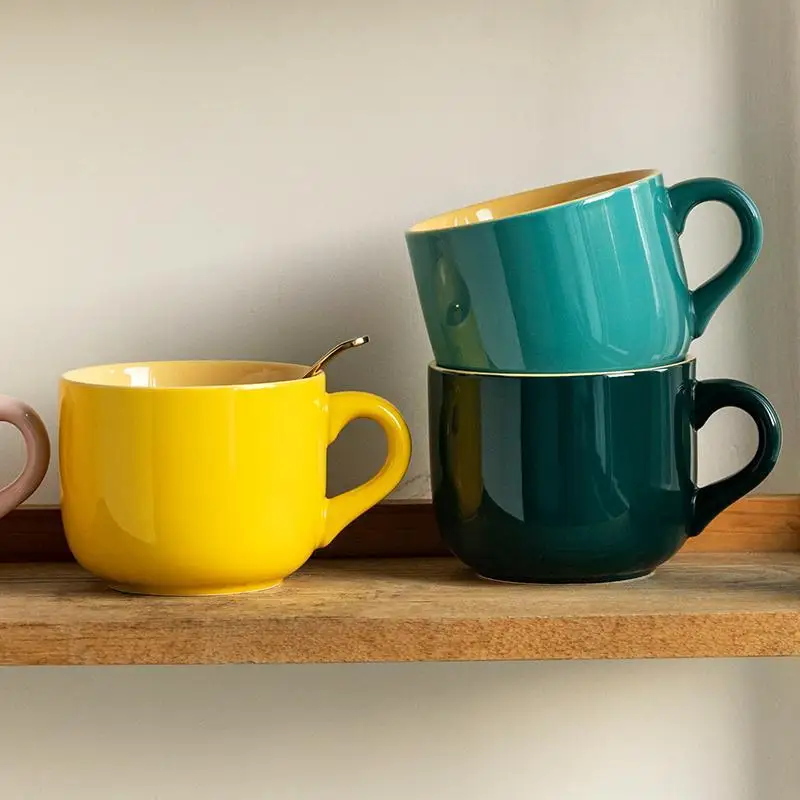 Новые популярные кружки 650 мл керамическая кофейная чашка карамельного цвета