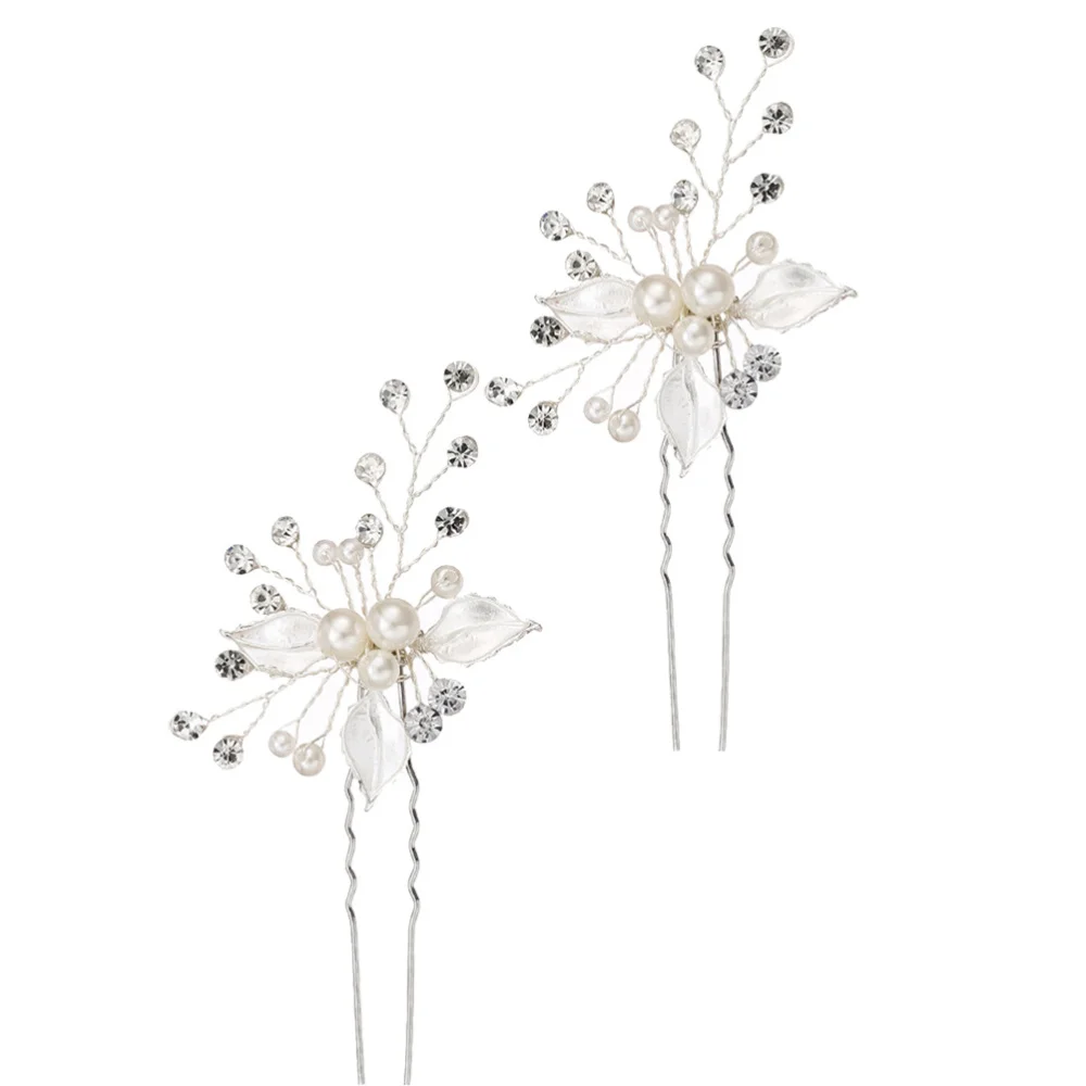 

2pcs Bride Hairpins Haircut Decorations Flower Modeling Hairpins Pearl Headdress