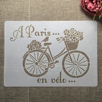 a4 29cm bicycle flower words diy layering stencils wall painting scrapbook coloring embossing album decorative template