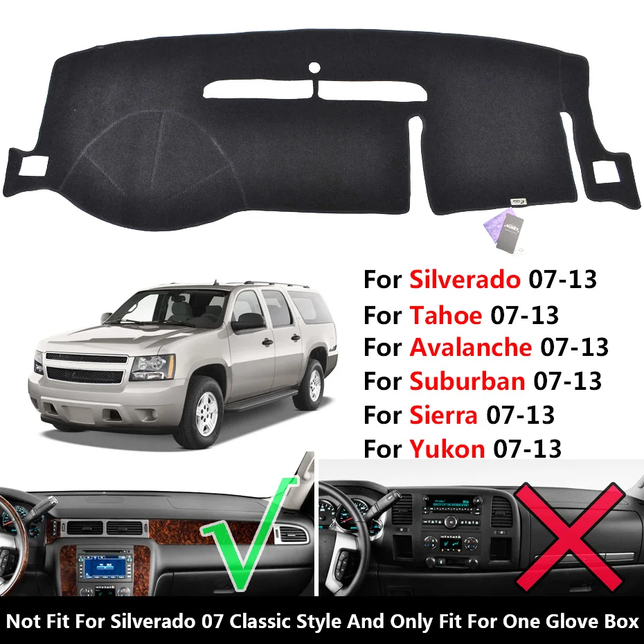 Коврик для приборной панели Chevy Suburban Tahoe Avalanche Silverado 1500 GMC Yukon Sierra 2007 2008 2009 - 2013 |