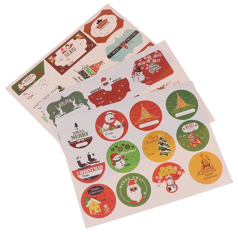 120 шт./лот новогодняя елка снеговик круглые самоклеящиеся уплотнительные