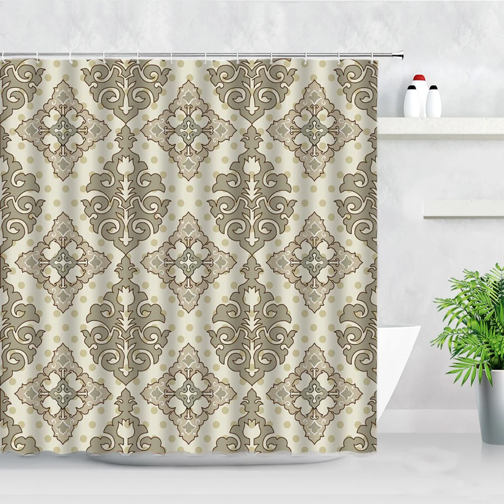 black damask baroque shower curtains 3d vintage art abstract flower waterproof polyester fabric bathroom decor bath curtain set free global shipping