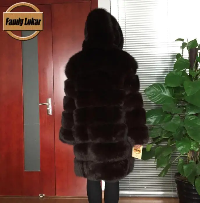 RF1806 Coffee Fandy lokar шуба из натурального Лисьего меха женская зимняя мода натуральный Лисий мех пальто стоячий воротник пальто женская натуральная Меховая куртка RF1806 - Цвет: RF1806 Coffee
