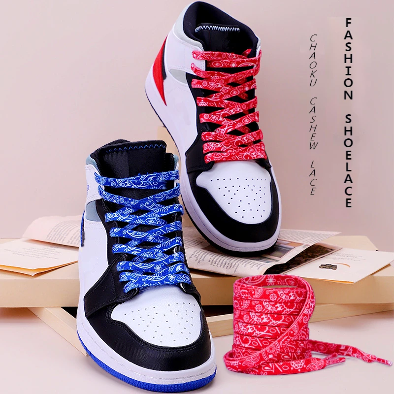 

Sports Shoelaces Cashew Flower AF1 Canvas Shoe Laces Black And White Color Ins Trend Personality Flat Rope Wholesale