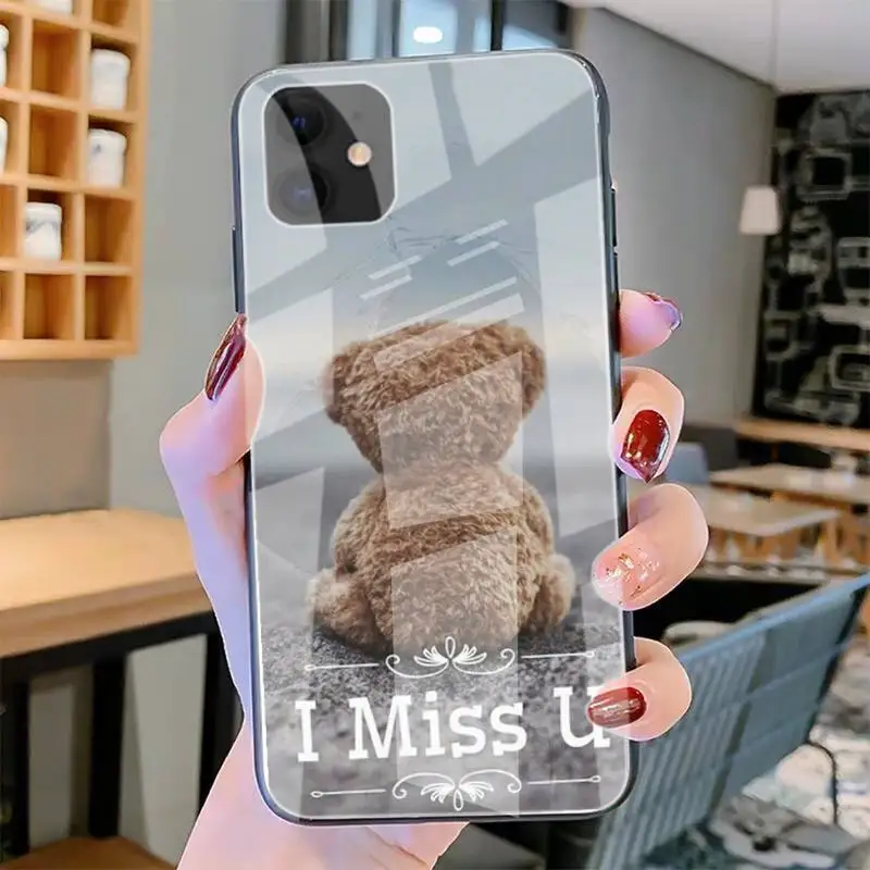 

Expecting But Lost Bear Phone Case Tempered Glass For Iphone6plus 6S 7 7plus 8 X XS XSmax XR 11 12 Pro Max 12mini