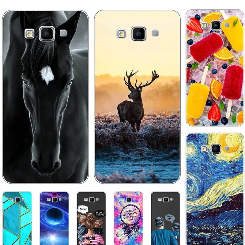 Fashion Bumper Cute Case For Samsung Galaxy A5 2015 A500 A3 A300F A7 2015 A700 Case Soft Silicone Cat Horse Flower Cover Shell