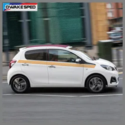 Для PEUGEOT 107 108 гоночные полосы Автомобиль Стайлинг мотор спортивные решетки графика виниловые наклейки авто дверь боковая юбка наклейки