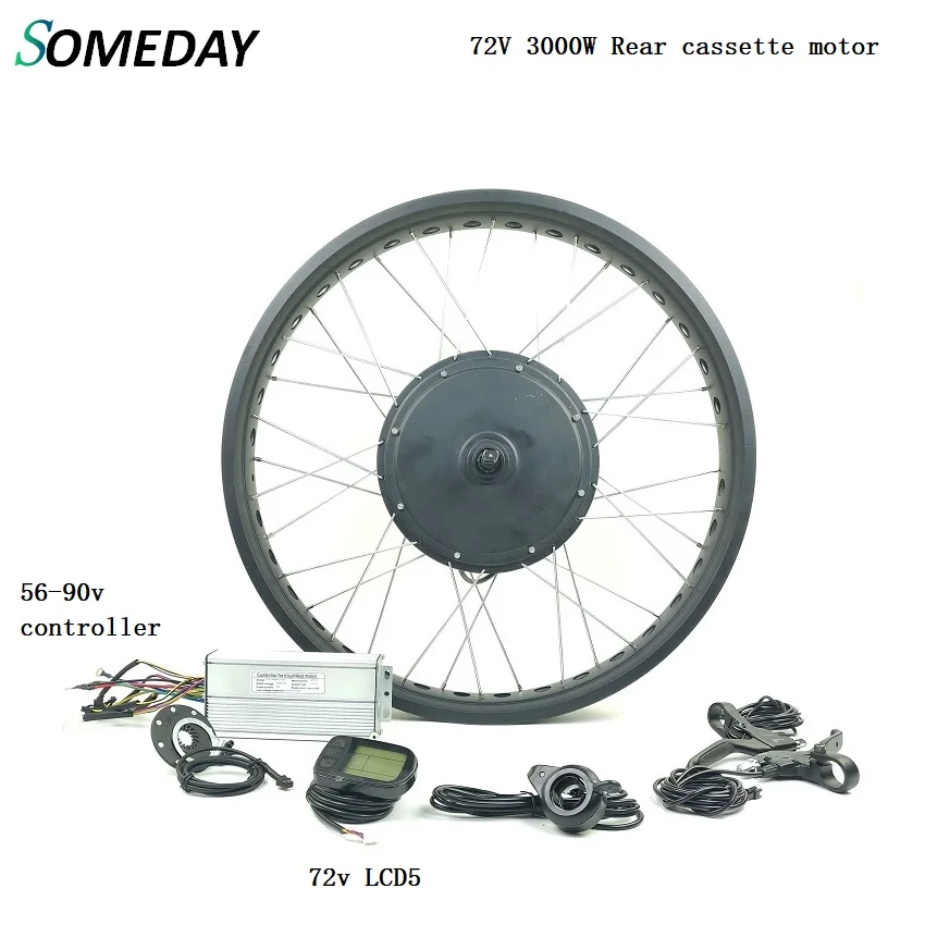 Fat, фара для электровелосипеда в conversion kit 72V 3000W амортизационная вилка для велосипеда сзади кассета бесщеточный non-Эпицентр деятельности шестерни двигателя Электрический велосипед колеса с LCD5