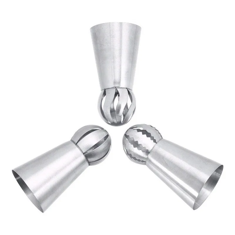 

1 / 3 stainless steel spherical ice hockey nozzle pastry cream pointed flower torch tube paste decoration tool