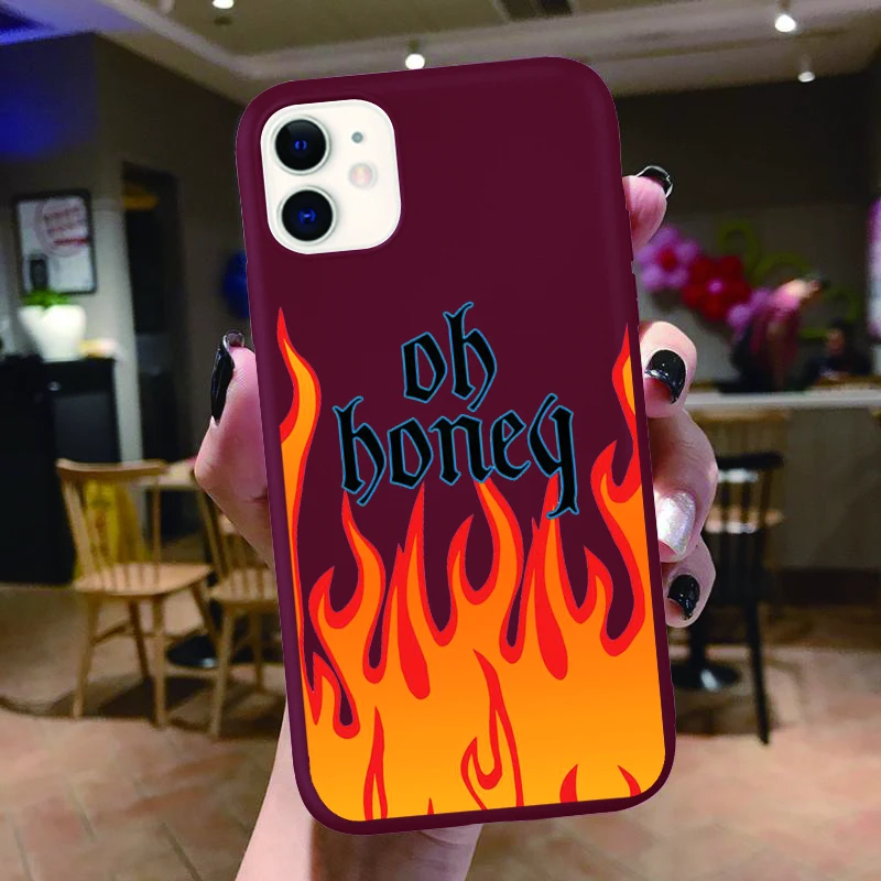 

Fashion Flame Pattern Phone Case For iPhones12 11 Pro Max XR 6S 7 8 Plus XS Max Candy colorSoft Silicone Back Cover Coque Capa
